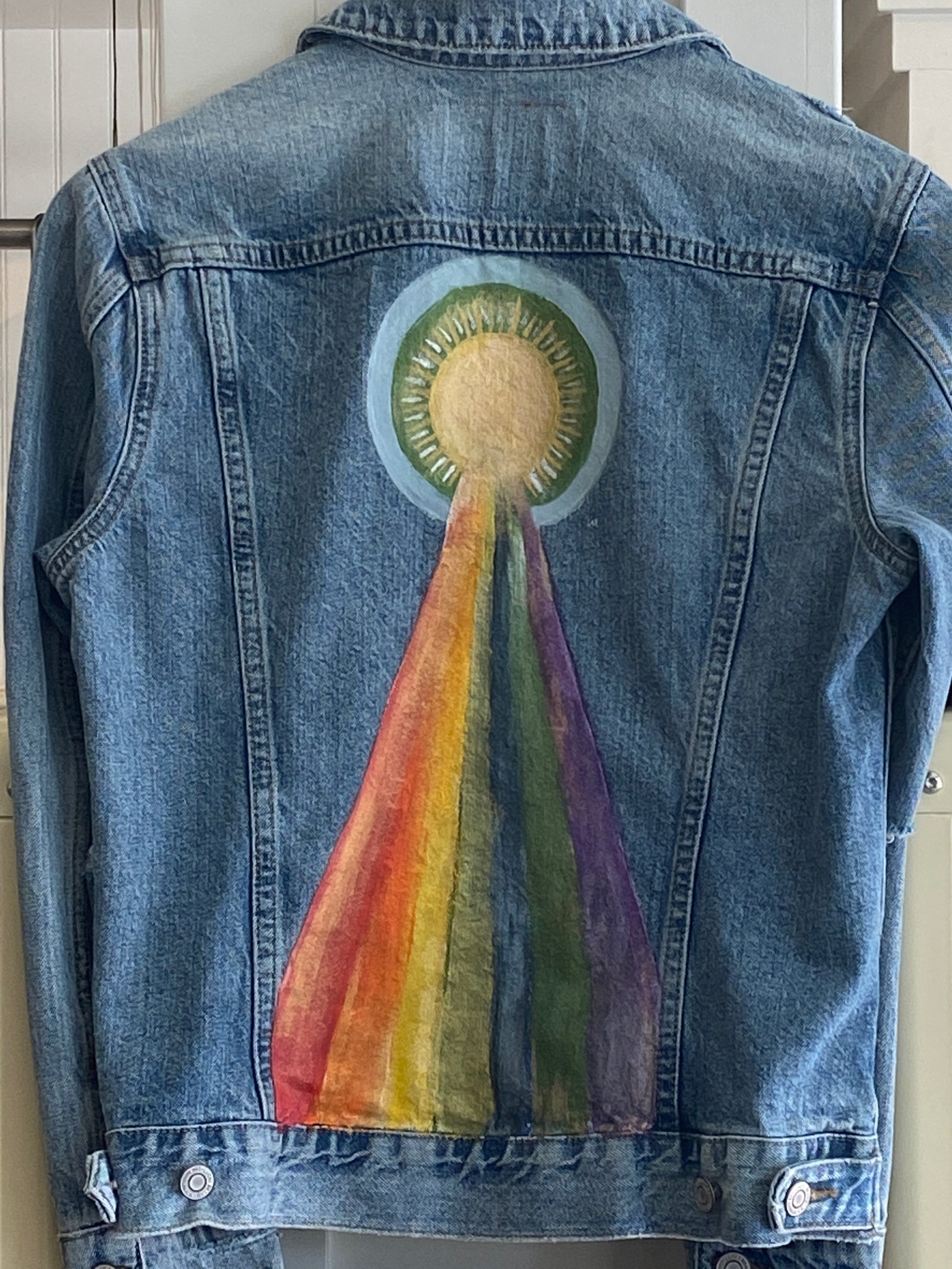 Rainbow Sun Hand-painted Denim Jacket