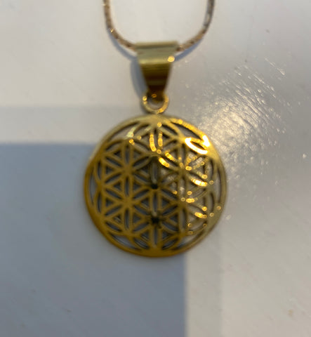 Flower of Life Small Brass Pendant