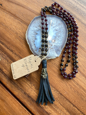 Garnet With Smokey Quartz Mala