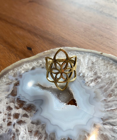 Brass Lotus Seed Of Life Ring