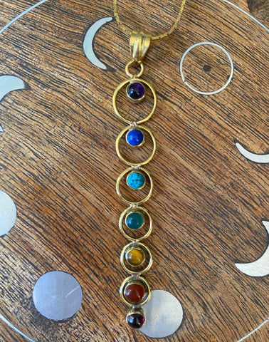 Brass Chakra Pendant Necklace