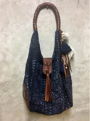 Indigo Handbag With Wrap Strap