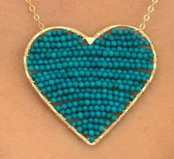 Beaded Turquoise Heart Necklace