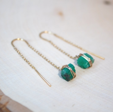 Emerald Threader Earrings