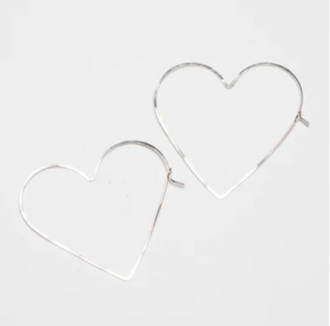 Large Silver Heart Earrings