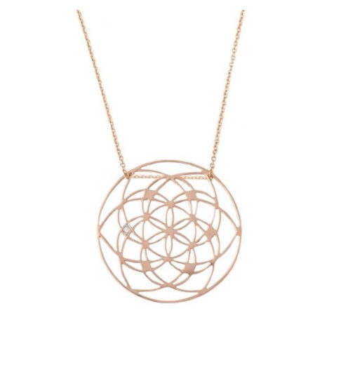 Gold Flower Of Life Pendant With Diamond