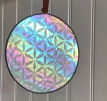 Stained Glass Iridescent Flower of Life