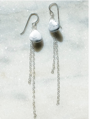 Cirrus White Howlite Earrings