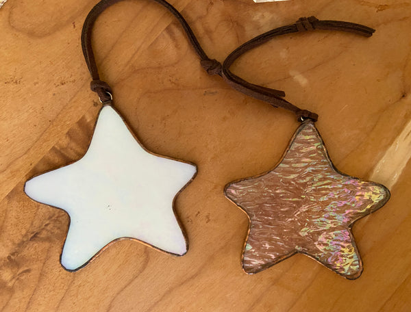 Stained Glass Small Crescent Moon and Star Ornaments